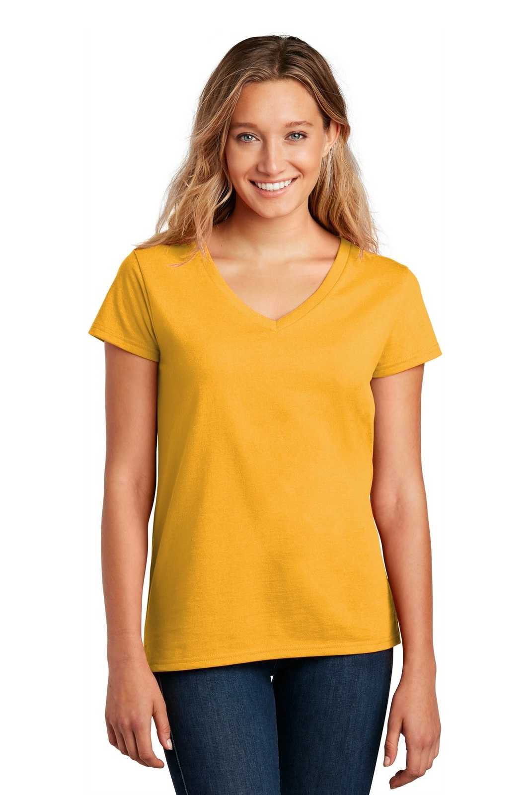 District DT8001 Womens Re-Tee V-Neck - Maize Yellow - HIT a Double - 1