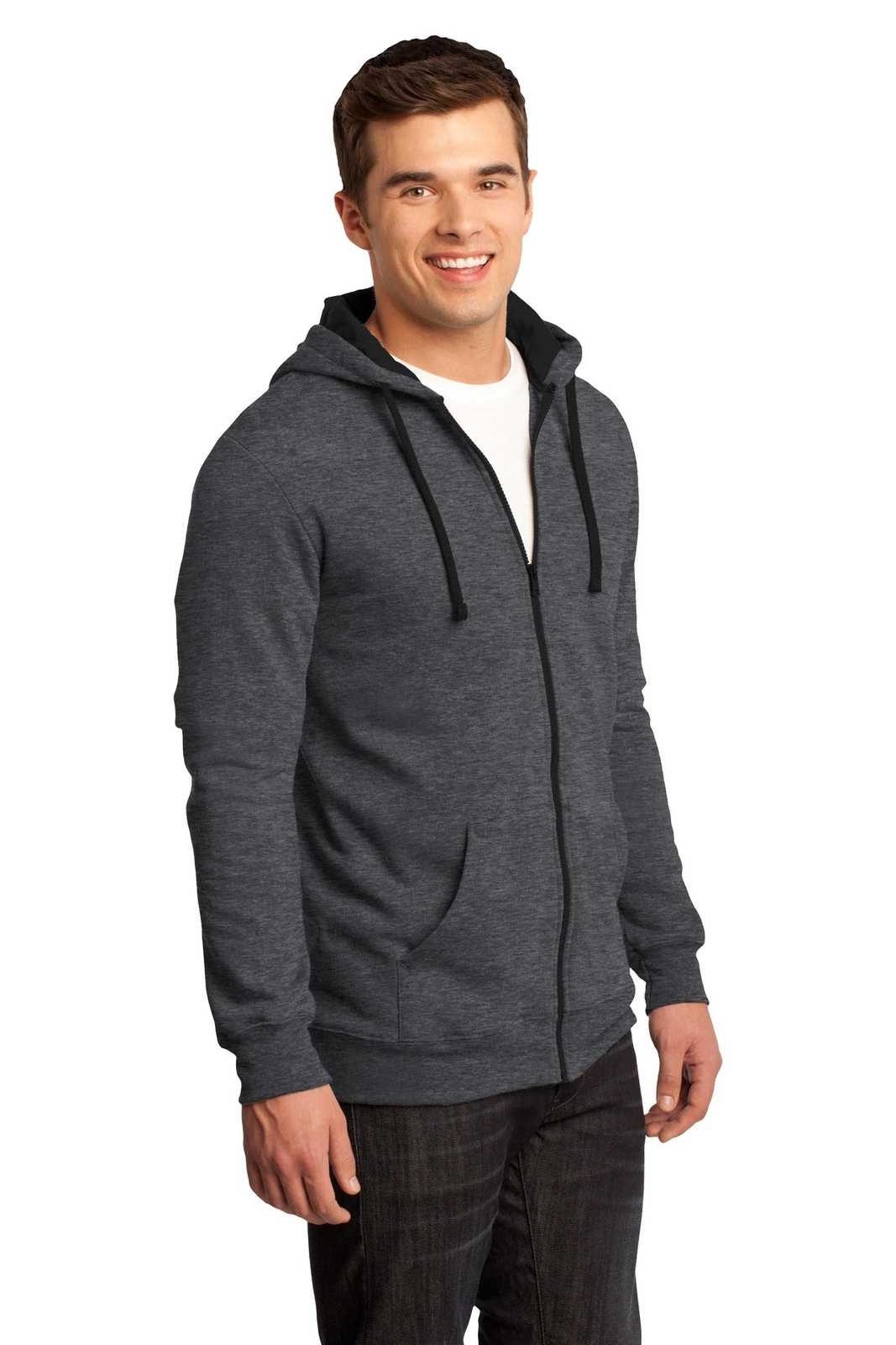 District DT800 The Concert Fleece Full-Zip Hoodie - Heathered Charcoal - HIT a Double - 4