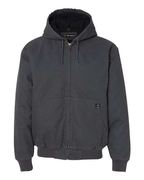 Dri Duck 5020T Cheyenne Boulder Cloth Hooded Jacket with Tricot Quilt Lining Tall Sizes - Charcoal - HIT a Double