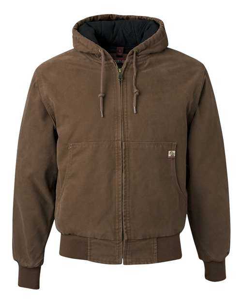 Dri Duck 5020T Cheyenne Boulder Cloth Hooded Jacket with Tricot Quilt Lining Tall Sizes - Field Khaki - HIT a Double