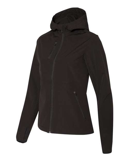 Dri Duck 9411 Women's Ascent Soft Shell Hooded Jacket - Black - HIT a Double