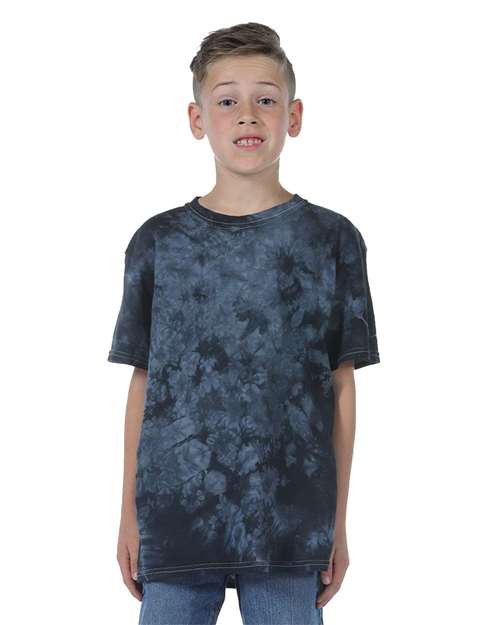 Dyenomite 20BCR Youth Crystal Tie Dye T-Shirt - Black Crystal - HIT a Double