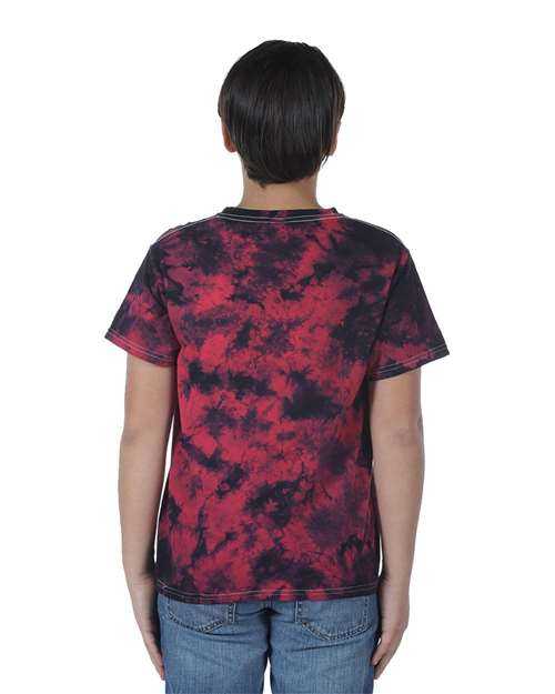 Dyenomite 20BCR Youth Crystal Tie Dye T-Shirt - Black Red Crystal - HIT a Double