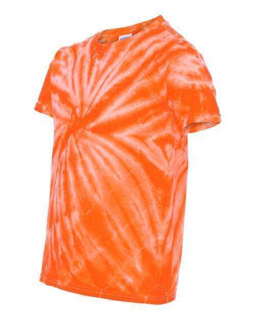 Dyenomite 20BCY Youth Cyclone Vat-Dyed Pinwheel Short Sleeve T-Shirt - Orange - HIT a Double