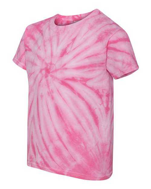 Dyenomite 20BCY Youth Cyclone Vat-Dyed Pinwheel Short Sleeve T-Shirt - Pink - HIT a Double