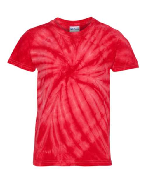 Dyenomite 20BCY Youth Cyclone Vat-Dyed Pinwheel Short Sleeve T-Shirt - Red - HIT a Double