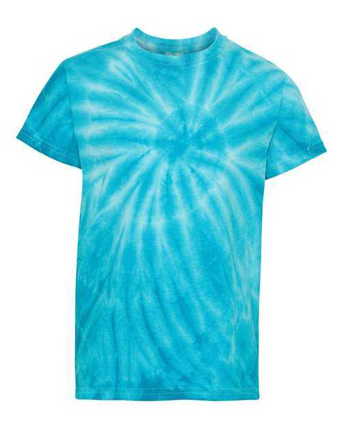 Dyenomite 20BCY Youth Cyclone Vat-Dyed Pinwheel Short Sleeve T-Shirt - Turquoise - HIT a Double