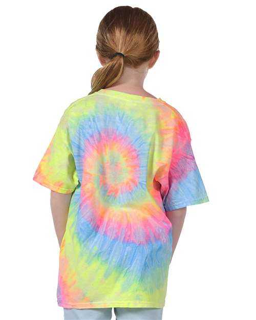 Dyenomite 20BMS Youth Multi-Color Spiral Tie-Dyed T-Shirt - Dayglo - HIT a Double