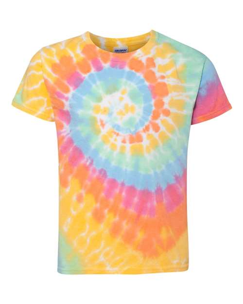 Dyenomite 20BMS Youth Multi-Color Spiral Tie-Dyed T-Shirt - Aerial Spiral - HIT a Double