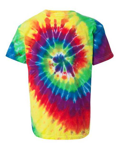 Dyenomite 20BMS Youth Multi-Color Spiral Tie-Dyed T-Shirt - Classic Rainbow Spiral - HIT a Double