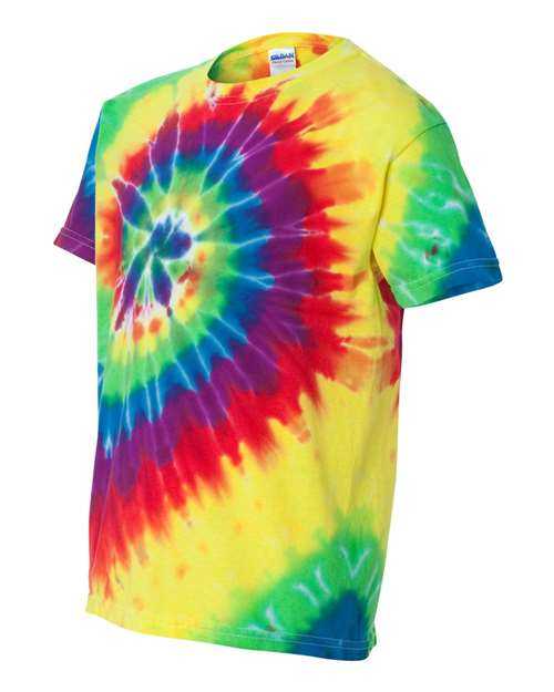 Dyenomite 20BMS Youth Multi-Color Spiral Tie-Dyed T-Shirt - Classic Rainbow Spiral - HIT a Double