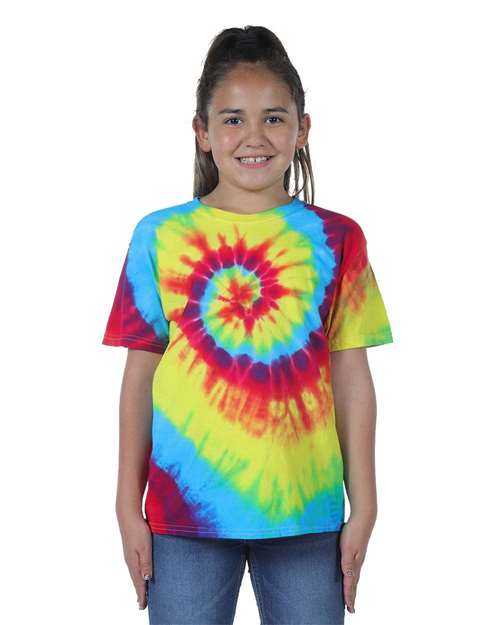 Dyenomite 20BTI Youth Tide Tie Dye T-Shirt - Rainbow Tide - HIT a Double