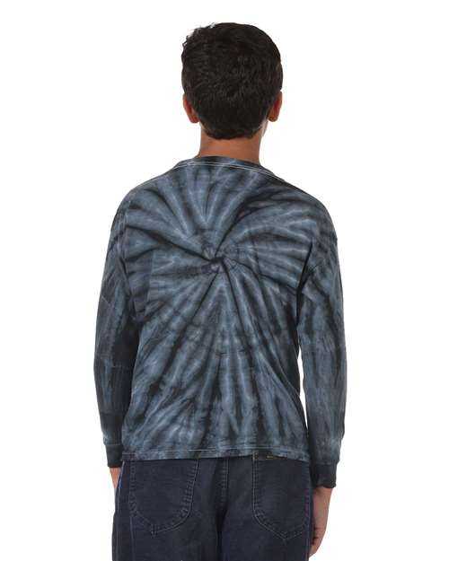 Dyenomite 24BCY Youth Cyclone Tie Dye Long Sleeve T-Shirt - Black - HIT a Double