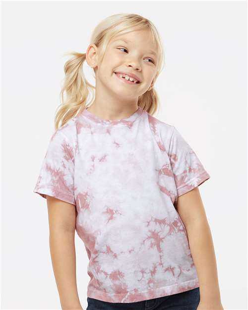 Dyenomite 330CR Toddler Crystal Tie-Dyed T-Shirt - Rose Crystal" - "HIT a Double