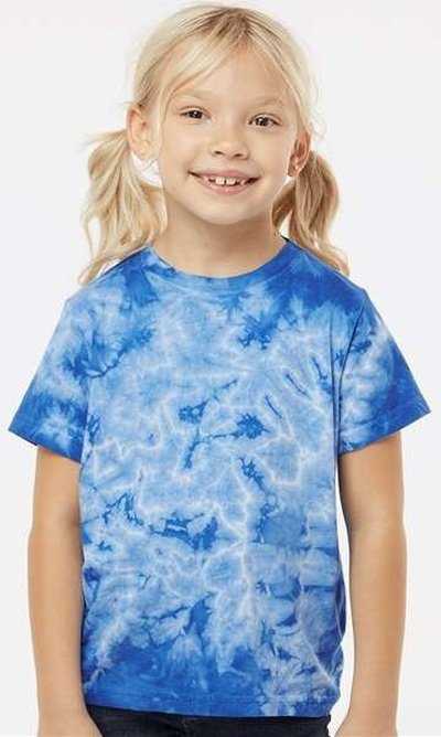 Dyenomite 330CR Toddler Crystal Tie-Dyed T-Shirt - Royal" - "HIT a Double