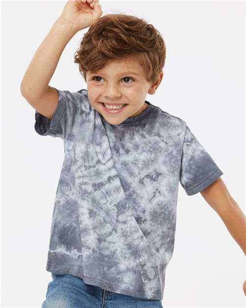 Dyenomite 330CR Toddler Crystal Tie-Dyed T-Shirt - Silver" - "HIT a Double