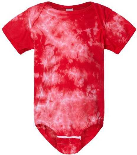 Dyenomite 340CR Infant Crystal Tie-Dyed Onesie - Red&quot; - &quot;HIT a Double