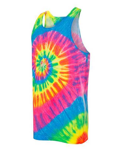 Dyenomite 420MS Multi-Color Spiral Unisex Tank Top - Fluorescent Rainbow Spiral - HIT a Double