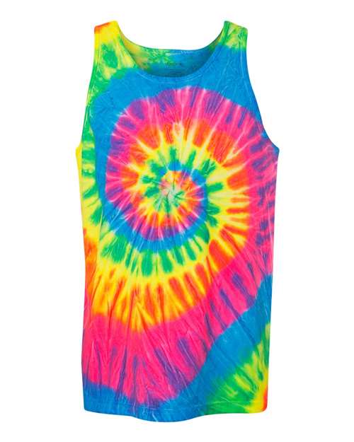 Dyenomite 420MS Multi-Color Spiral Unisex Tank Top - Fluorescent Rainbow Spiral - HIT a Double