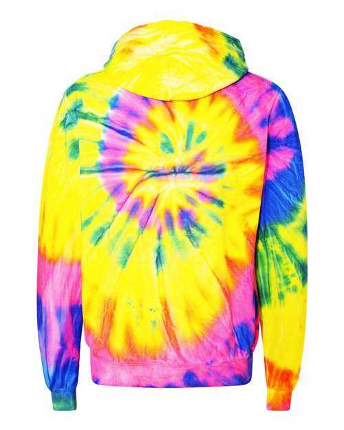 Dyenomite 854MS Multi-Color Spiral Pullover Hooded Sweatshirt - Flo Rainbow Spiral - HIT a Double