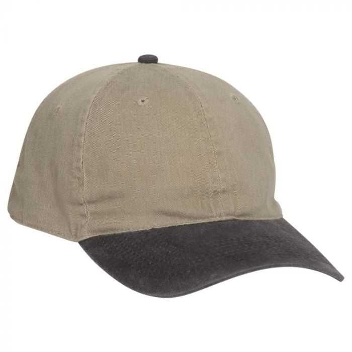 OTTO 10-271 Stretchable Washed Pigment Dyed Cotton Twill Low Profile Pro Style Soft Crown Cap - Black Khaki - HIT a Double - 1