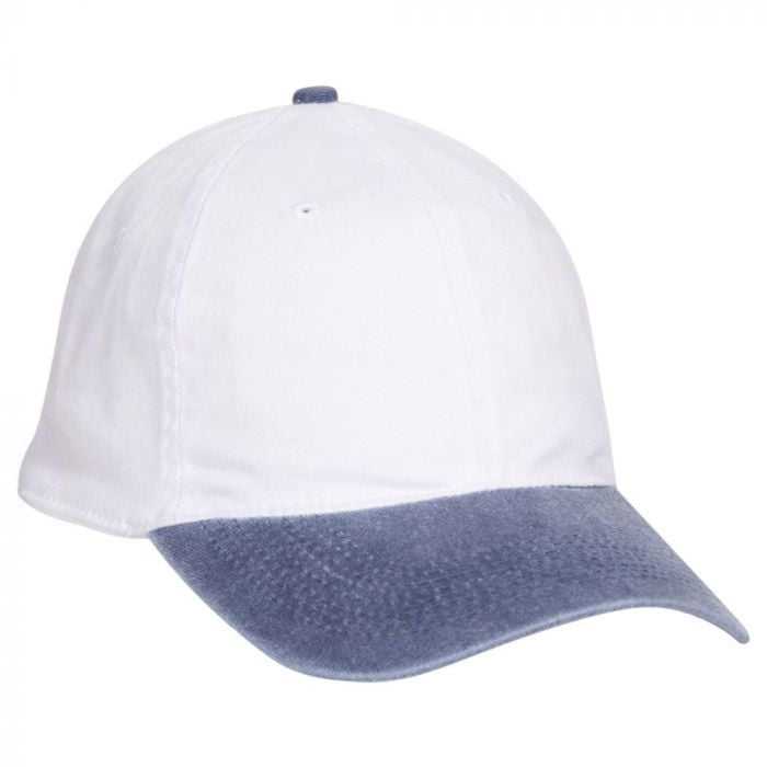 OTTO 10-271 Stretchable Washed Pigment Dyed Cotton Twill Low Profile Pro Style Soft Crown Cap - Navy White - HIT a Double - 1