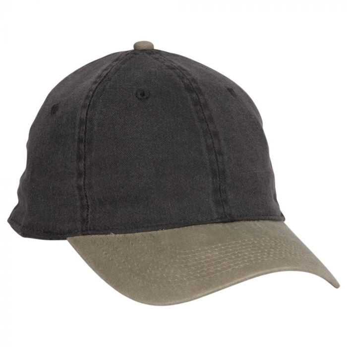 OTTO 10-271 Stretchable Washed Pigment Dyed Cotton Twill Low Profile Pro Style Soft Crown Cap - Khaki Black - HIT a Double - 1