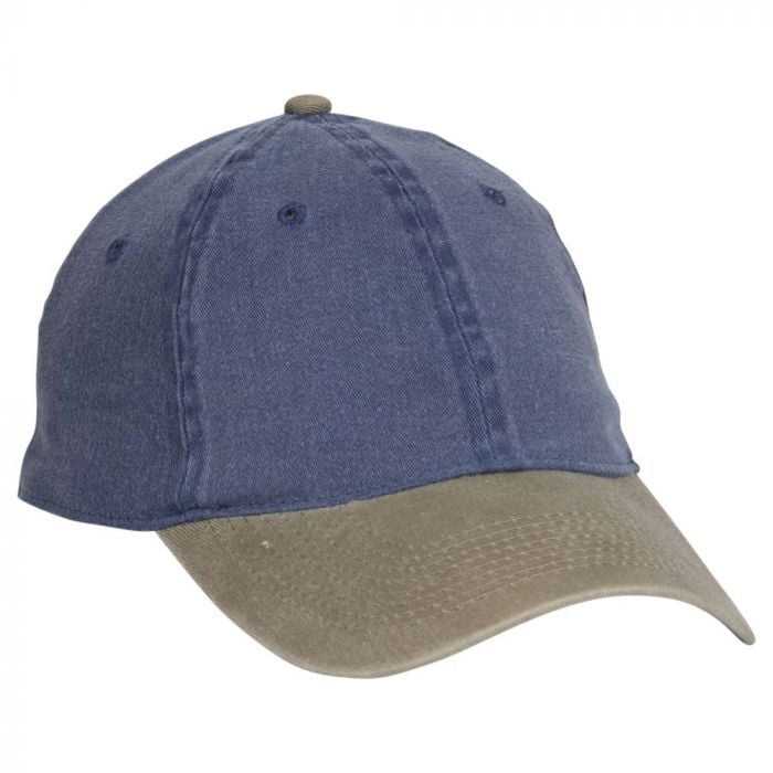 OTTO 10-271 Stretchable Washed Pigment Dyed Cotton Twill Low Profile Pro Style Soft Crown Cap - Khaki Navy - HIT a Double - 1
