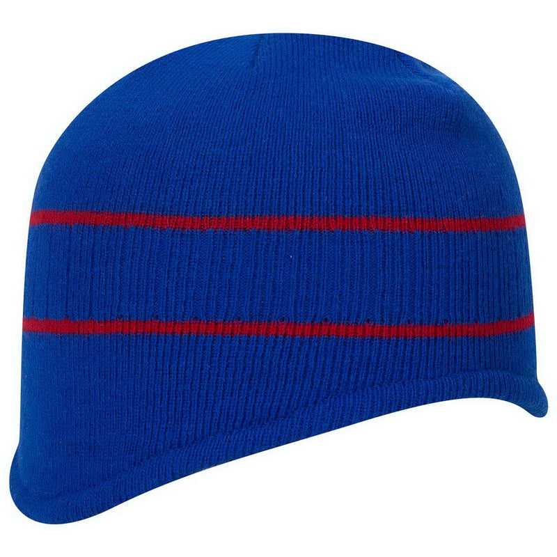 OTTO 100-630 100% Acrylic Knit Beanie with Stripes - Royal Red - HIT a Double - 1