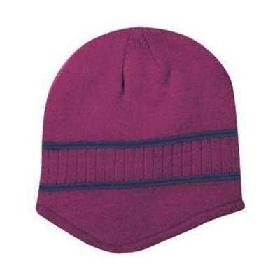 OTTO 100-630 100% Acrylic Knit Beanie with Stripes - Maroon Navy - HIT a Double - 1