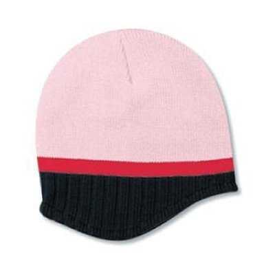 OTTO 100-632 Acrylic Knit Beanie with Trim and Fleece Lining - Soft Pink Black Heather Pnk - HIT a Double - 1