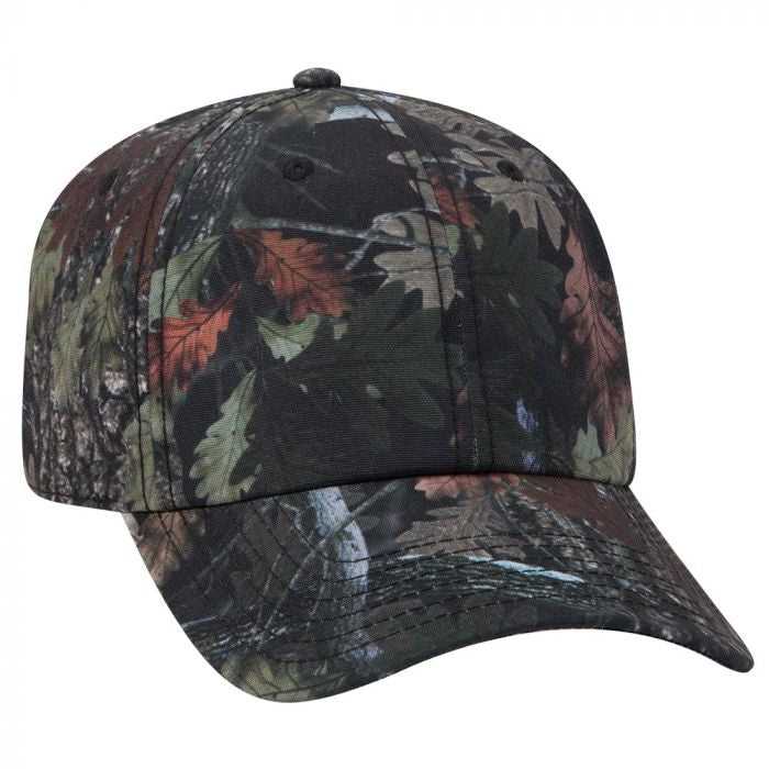 OTTO 103-1263 6 Panel Camouflage Polyester Canvas Low Profile Cap - Nature Pattern Black - HIT a Double - 1