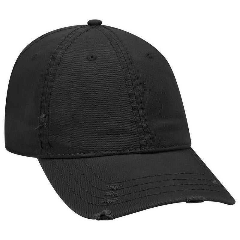 OTTO 104-1018 Distressed Superior Garment Washed Cotton Twill Low Profile Pro Style Cap - Black - HIT a Double - 1