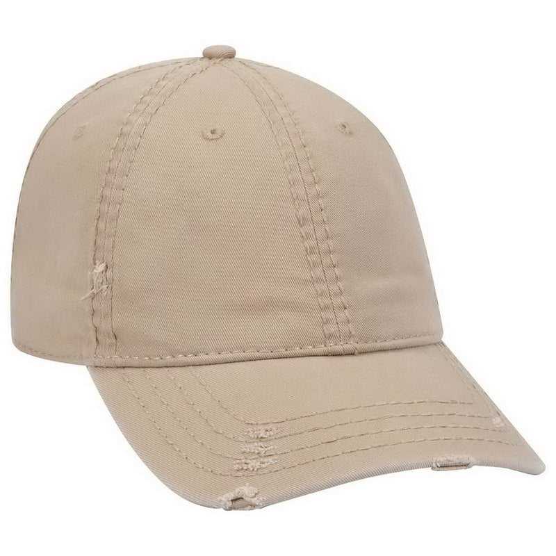 OTTO 104-1018 Distressed Superior Garment Washed Cotton Twill Low Profile Pro Style Cap - Khaki - HIT a Double - 1