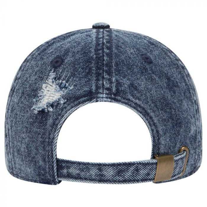 OTTO 104-1250 6 Panel Low Profille Snow Washed Distressed Denim Cap - Navy - HIT a Double - 2