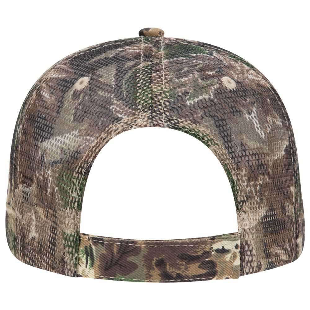 OTTO 105-751 Camouflage 6 Panel Low Profile Mesh Back Trucker Cap - Khaki Brown Light Olive Green - HIT a Double - 1