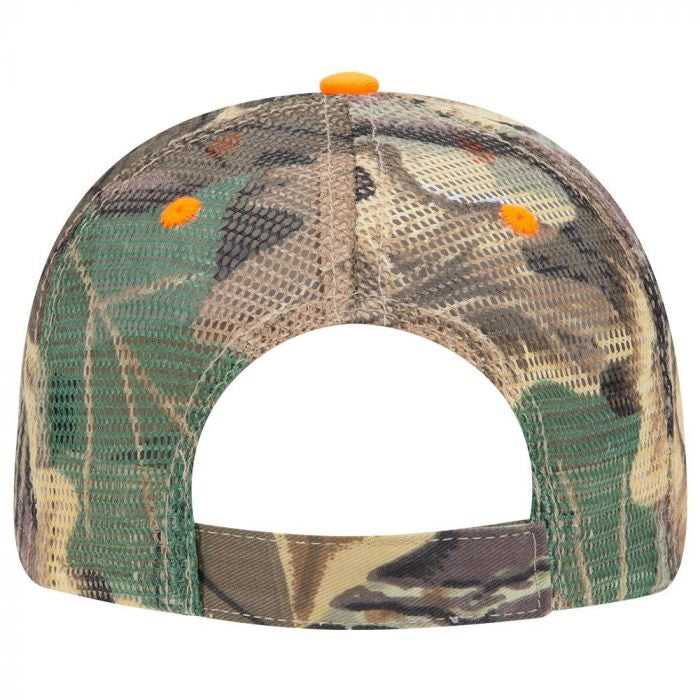 OTTO 106-752 Camouflage 6 Panel Low Profile Mesh Back Trucker Cap - Khaki Brown Light Olive Green - HIT a Double - 2