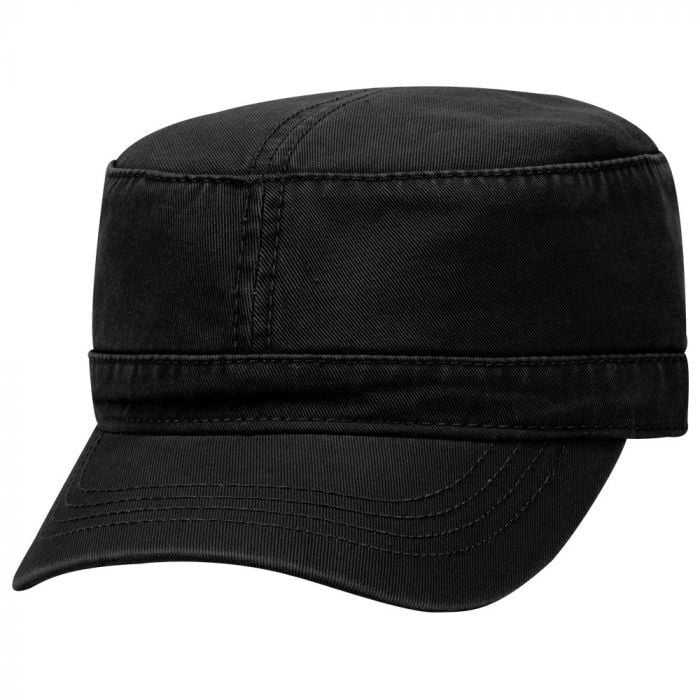 OTTO 109-791 Superior Garment Washed Cotton Twill Military Style Cap with Adjustable Hook and Loop - Black - HIT a Double - 1