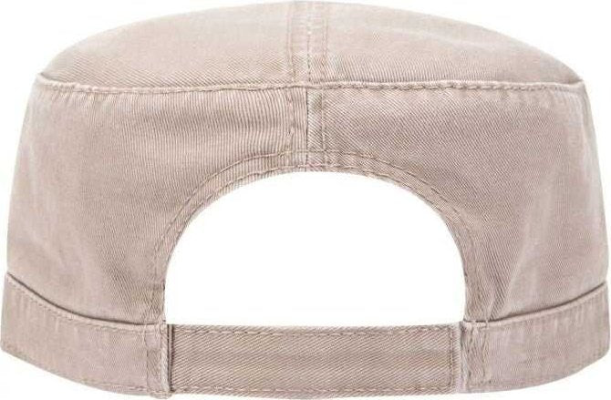 OTTO 109-791 Superior Garment Washed Cotton Twill Military Style Cap with Adjustable Hook and Loop - Khaki - HIT a Double - 1