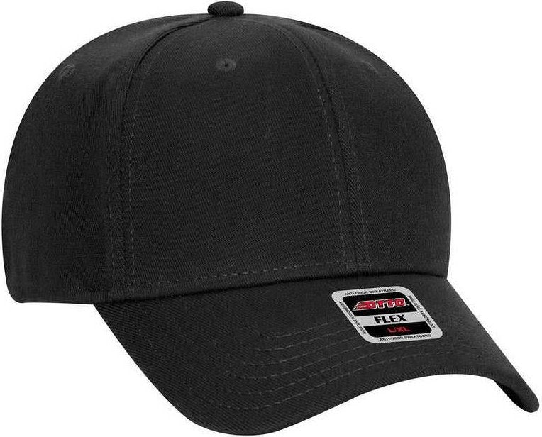 OTTO 11-1164 Stretchable Wool Blend Twill Flex 6 Panel Low Profile Baseball Cap - Black - HIT a Double - 1
