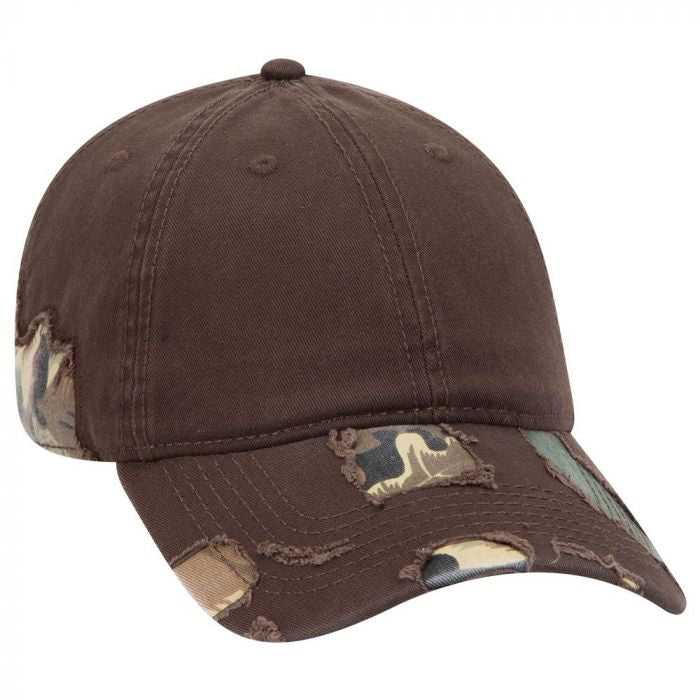OTTO 110-1093 Camouflage 6 Panel Low Profile Baseball Cap - Dark Brown Khaki Brown Light Olive Green - HIT a Double - 1