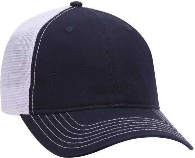OTTO 121-858 Superior Garment Washed Cotton Twill Low Profile Pro Style Mesh Back Cap - Navy Navy White - HIT a Double - 1
