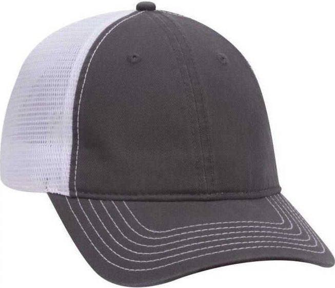OTTO 121-858 Superior Garment Washed Cotton Twill Low Profile Pro Style Mesh Back Cap - Charcoal Charcoal White - HIT a Double - 1