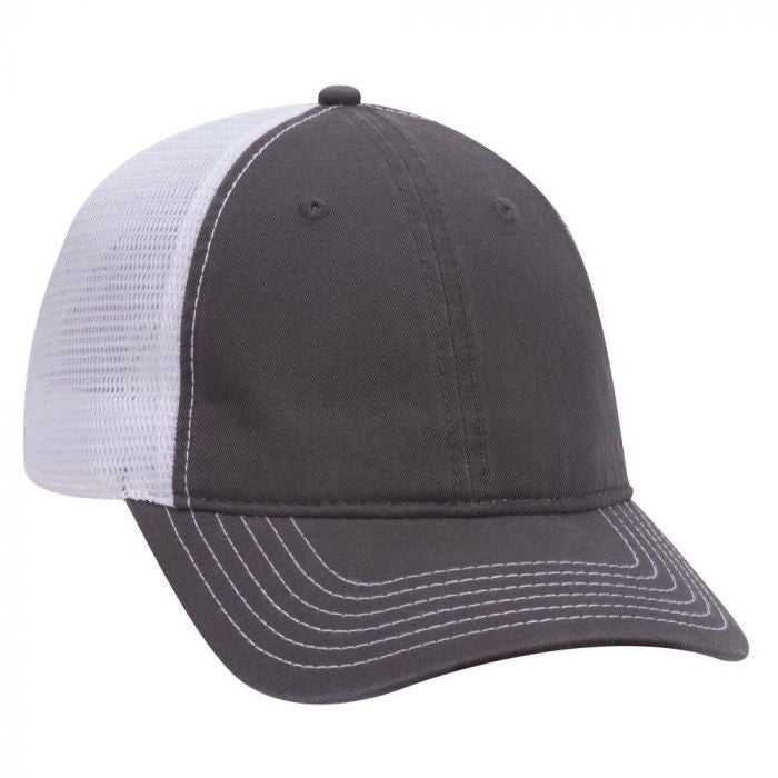 OTTO 121-858 Superior Garment Washed Cotton Twill Low Profile Pro Style Mesh Back Cap - Charcoal Charcoal White - HIT a Double - 1