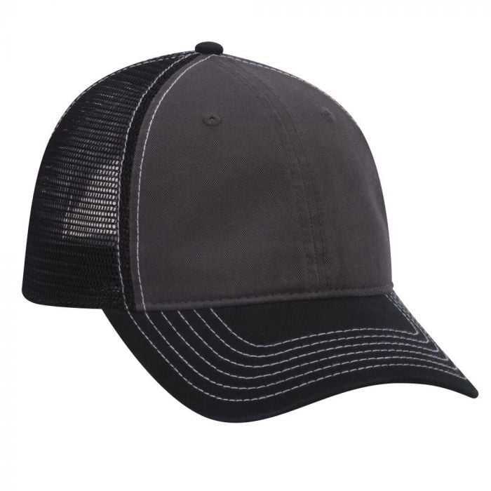 OTTO 121-858 Superior Garment Washed Cotton Twill Low Profile Pro Style Mesh Back Cap - Black Charcoal Black - HIT a Double - 1