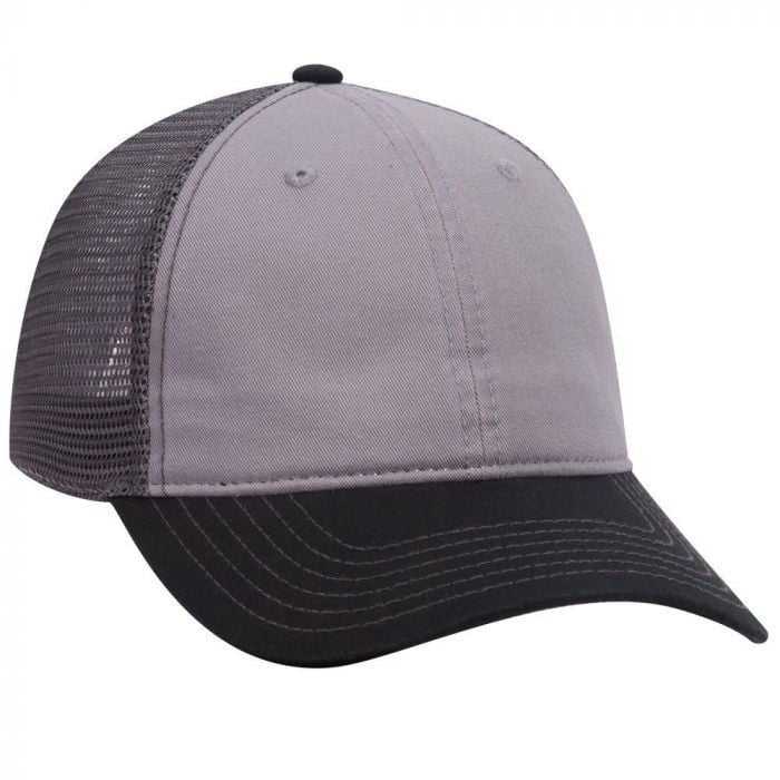 OTTO 121-858 Superior Garment Washed Cotton Twill Low Profile Pro Style Mesh Back Cap - Black Gray Charcoal - HIT a Double - 1
