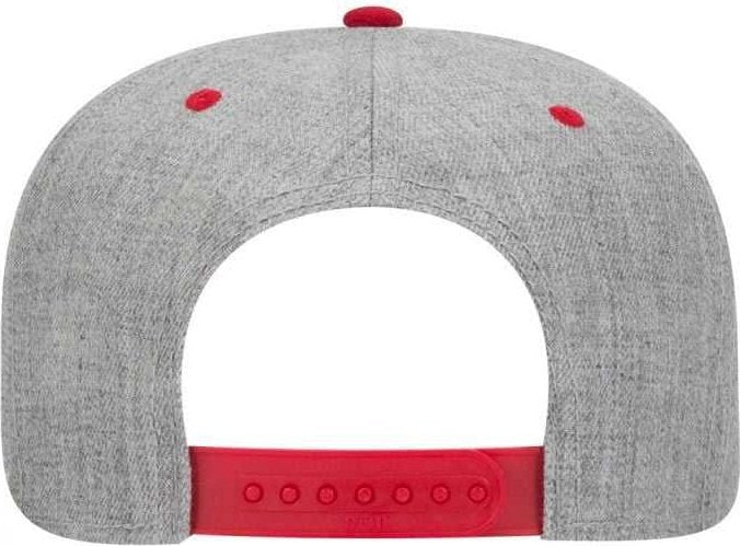 OTTO 125-1054 Otto Snap 6 Panel Mid Profile Snapback Cap - Red Heather Gray Heather Gray - HIT a Double - 2