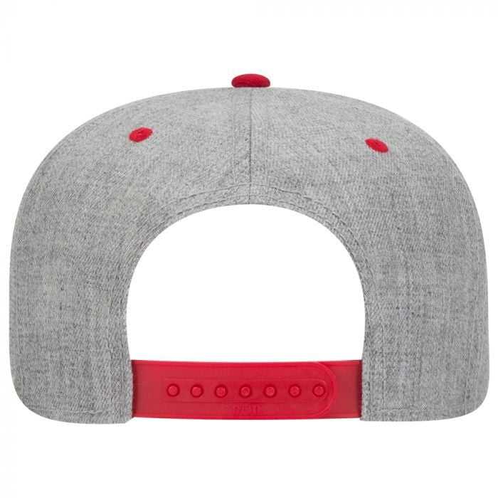OTTO 125-1054 Otto Snap 6 Panel Mid Profile Snapback Cap - Red Heather Gray Heather Gray - HIT a Double - 2