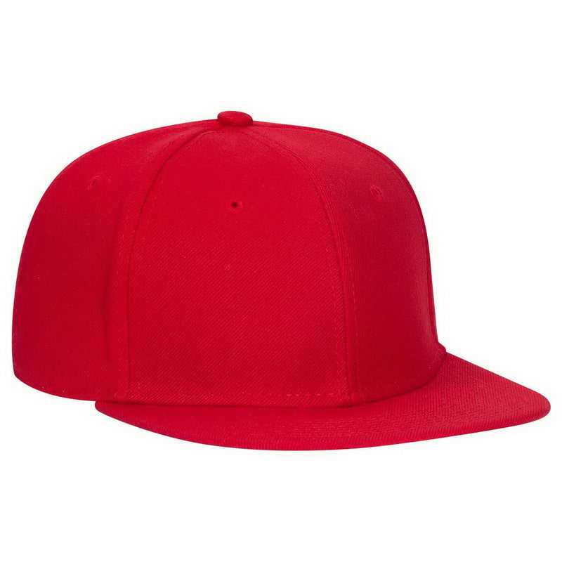 OTTO 125-978 Wool Blend Flat Visor Pro Style Snapback Cap - Red - HIT a Double - 1