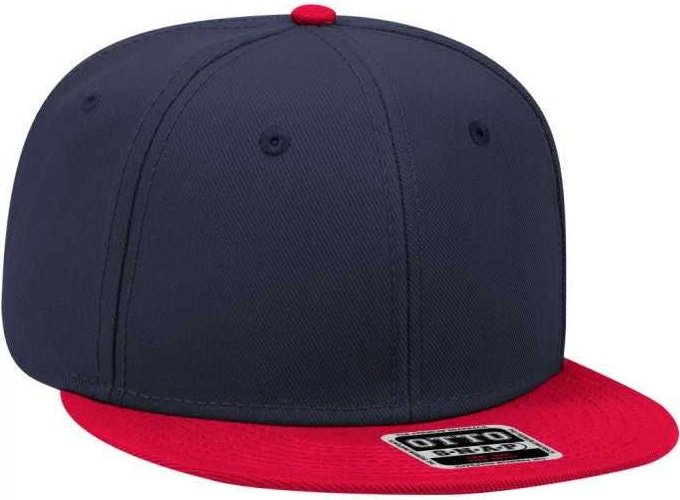 OTTO 125-978 Wool Blend Flat Visor Pro Style Snapback Cap - Red Navy Navy - HIT a Double - 1